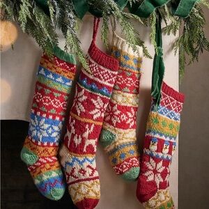 Anthropologie Terrain Chunky Wool Christmas Stocking